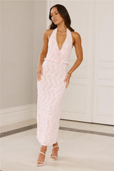 Manhattan Mornings Halter Maxi Dress Pink