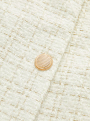 Metal Button Tweed Belted Blazer