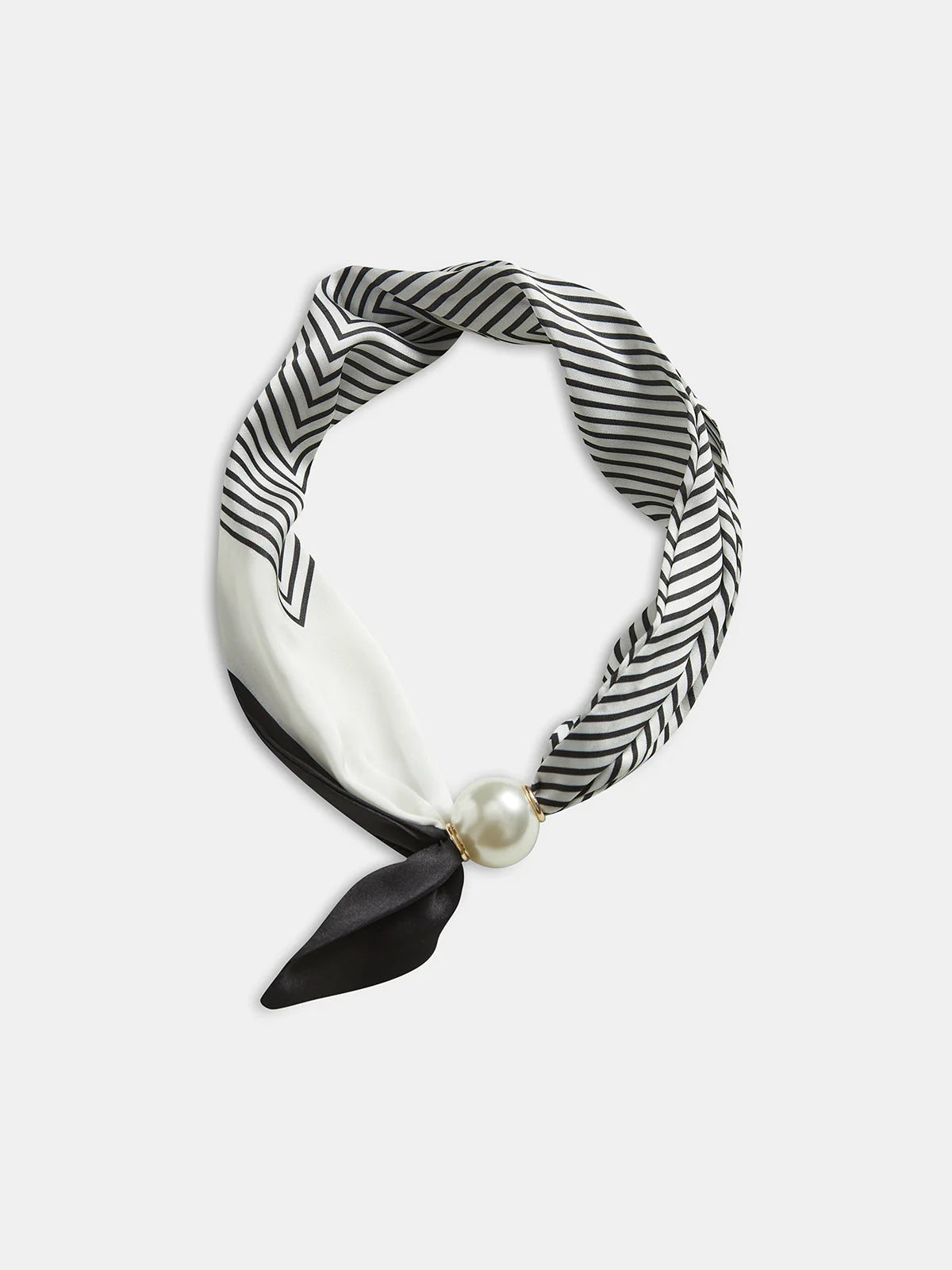 Pearl Magnetic Closure Striped Neck Scarf
