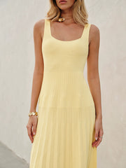 Square-Neck Ribbed Knit Dress