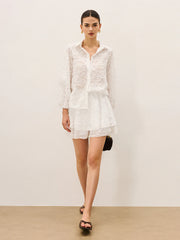 Sheer Embroidered Short Set