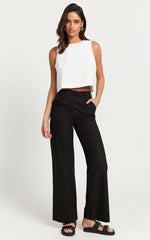 Vicky Top - Linen Shift Key Hole Crop Top in White