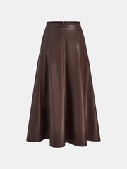 PU A-Line Mid-Waist Skirt