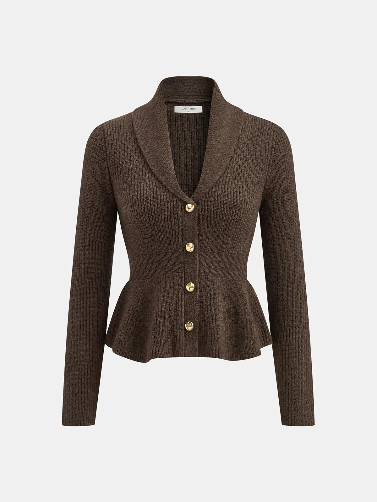 Shawl Collar Peplum Knit Cardigan