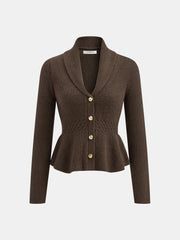 Shawl Collar Peplum Knit Cardigan