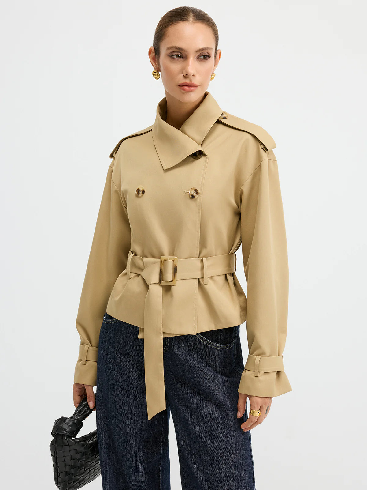 Double-Breasted Belted Trench Coat