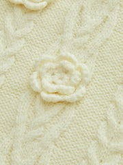 3D Floral Collared Cable Knit Top