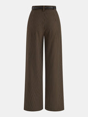 Belted Striped Smart Pants