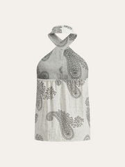 Boho Print Halter Backless Top