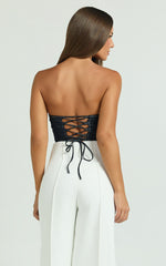 Carol Top - Denim Corset Top in Dark Raw Denim