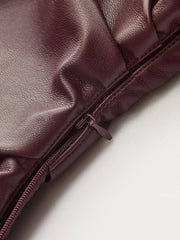 Faux Leather Asymmetric Ruched Top