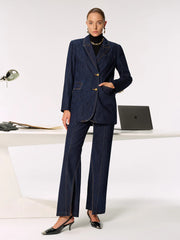 Mid-Waist Slit Denim Jeans