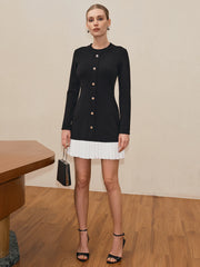 Long Sleeve Pleated Hem Sweater Dress