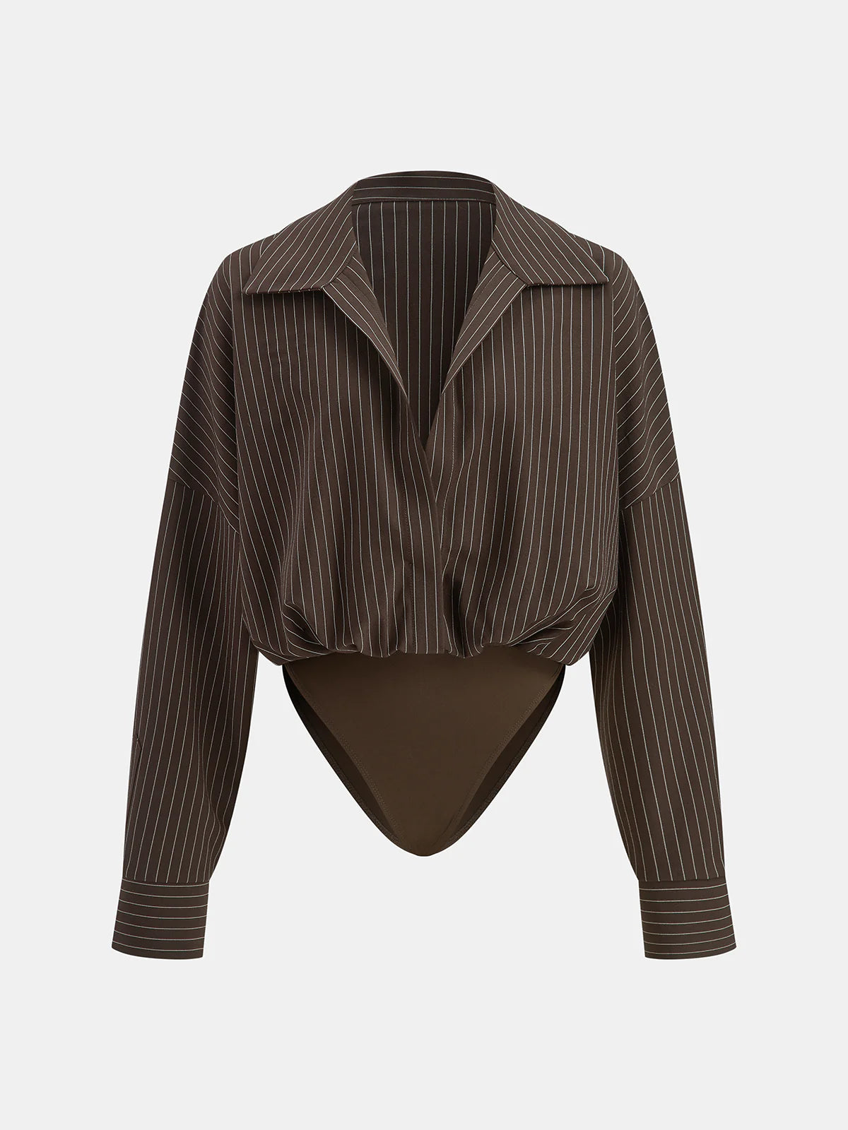 Striped Long-Sleeve Collared Bodysuit