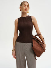 Textured Sleeveless Sweater Vest