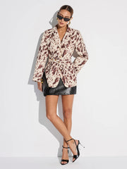 Cow-print Belted Blazer