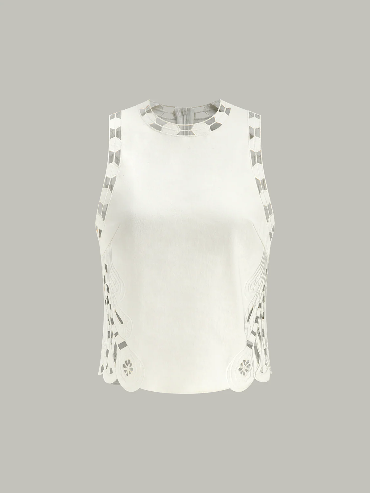 Embroidery Cut-Out Semi-Sheer Top