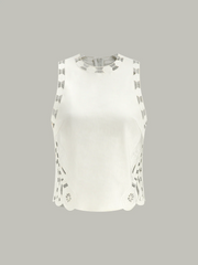 Embroidery Cut-Out Semi-Sheer Top