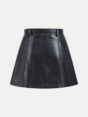 Belted Faux Leather Mini Skirt