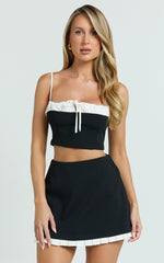 Makenzie Top - Tie Front Corset Cami Top in Black