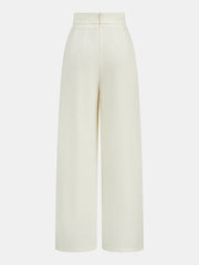 Mid-Waist Asymmetric Metal Detail Wide-Leg Pants