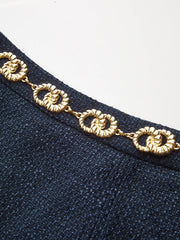 Tweed Mini Skirt with Golden Chain Belt