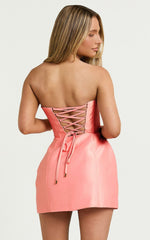 Amalie The Label - Judith Strapless Corset Bodice Lace Back Mini Dress in Blush
