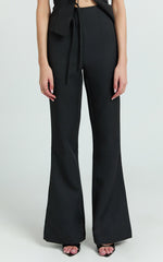 Nola Pants - Mid Waisted Pleated Flare Pants in Black