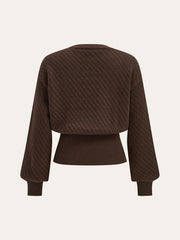 Metal Detail V-Neck Cinched Waist Sweater
