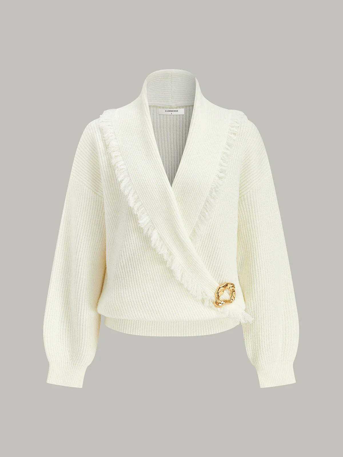 Wrap Fringe Wool Blend Sweater