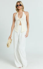 Juniper Pants - Linen Wide Leg Pants in White