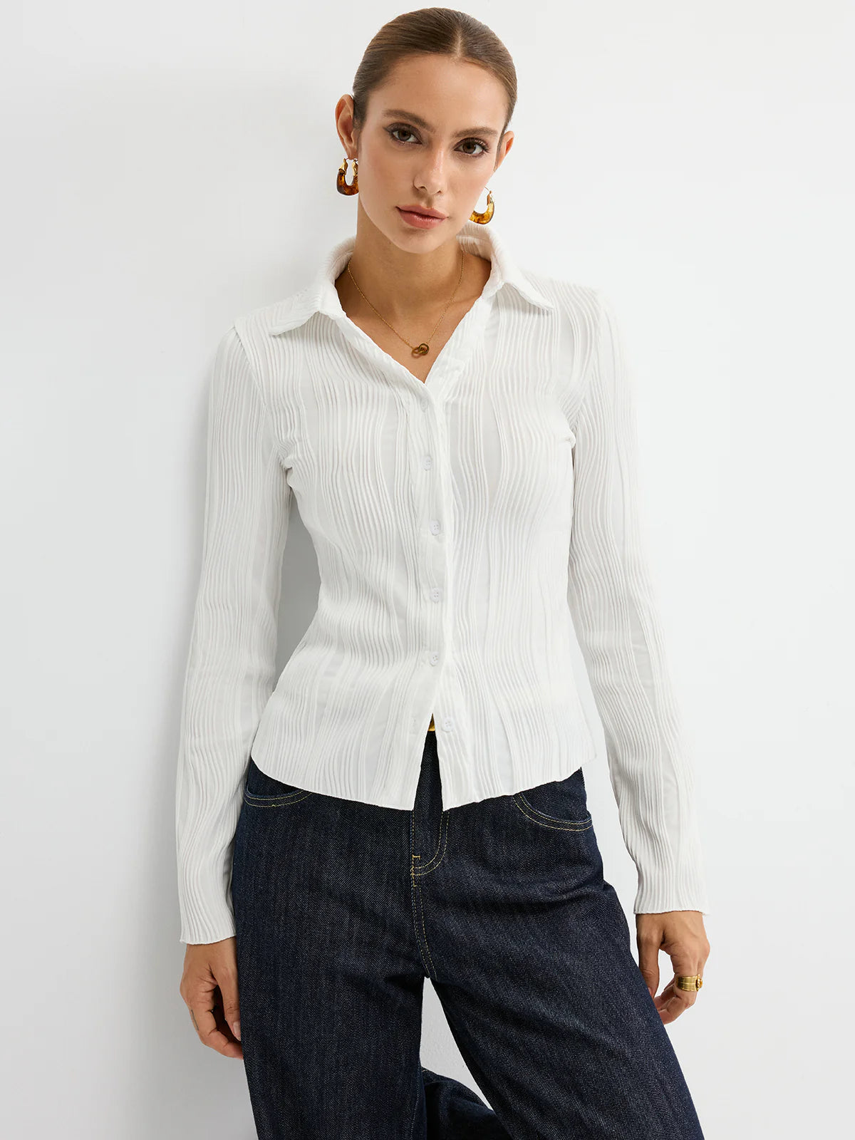 Textured Button-Down Shirt