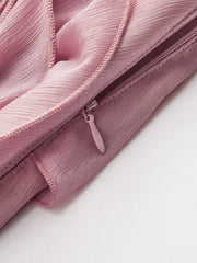 Semi-Sheer Chiffon Draped Skort With 3D Rosette