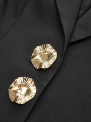Metal Floral Detail Lantern Sleeve Blazer