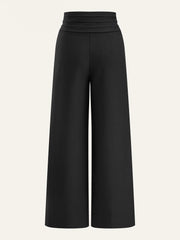 High-Waist Pleated-Waistband Wide-Leg Pants