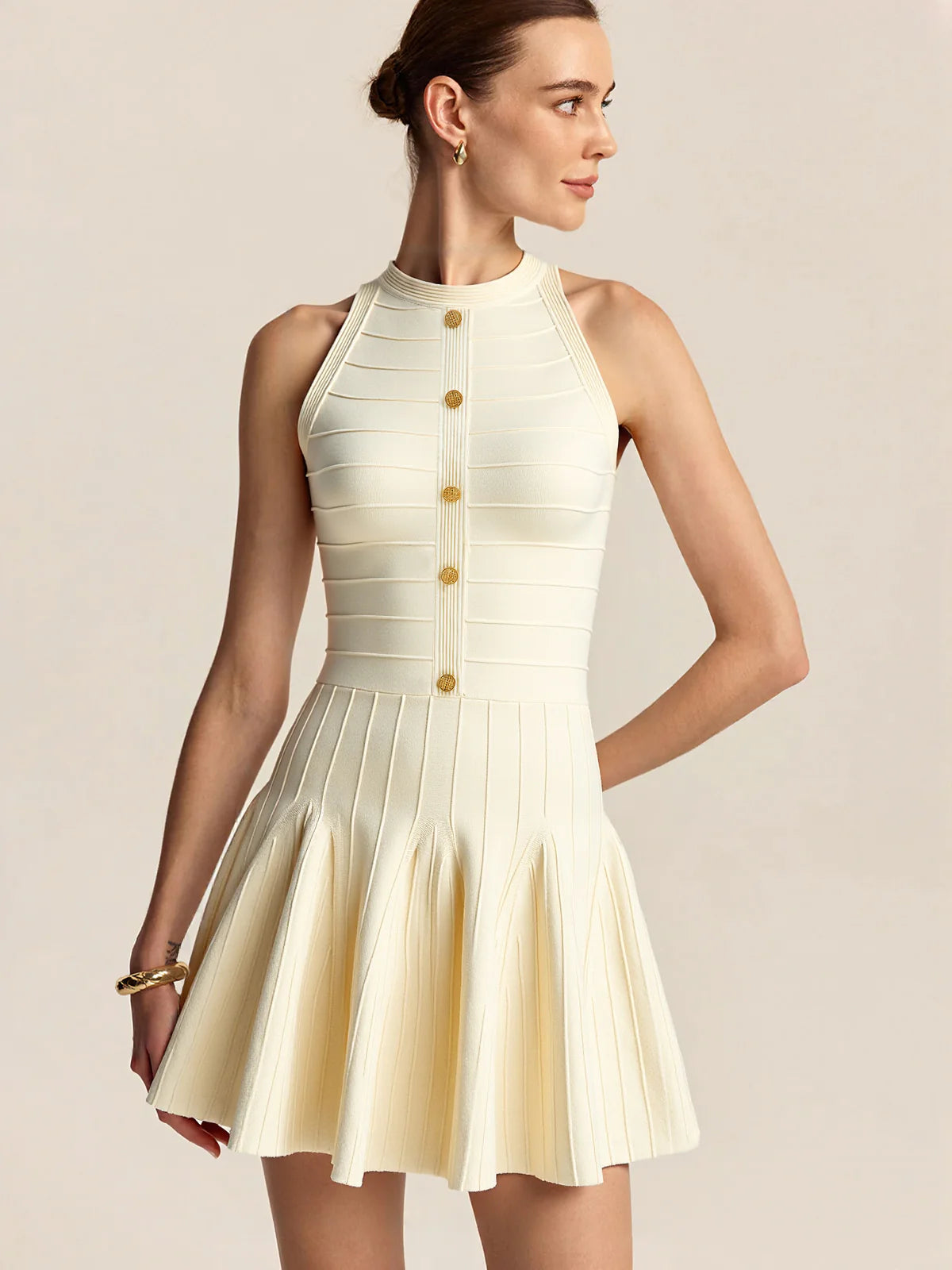 Halter Neck Backless Sweater Dress