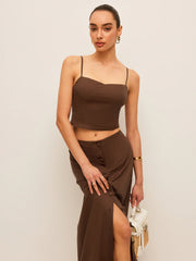 Cotton & Linen Button-Front Skirt Set