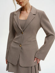 Houndstooth Metal Button Blazer
