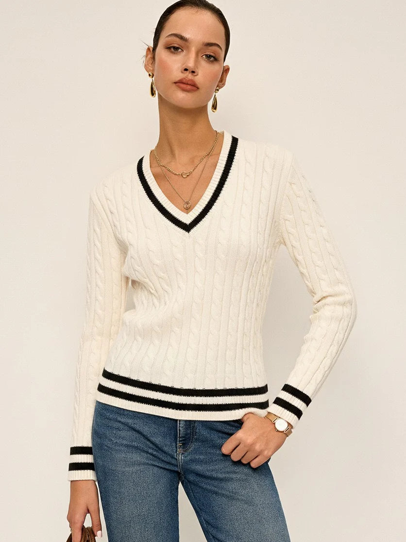 Cable-Knit Stripped Sweater
