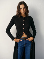 Button-Front Maxi Knit Cardigan Dress
