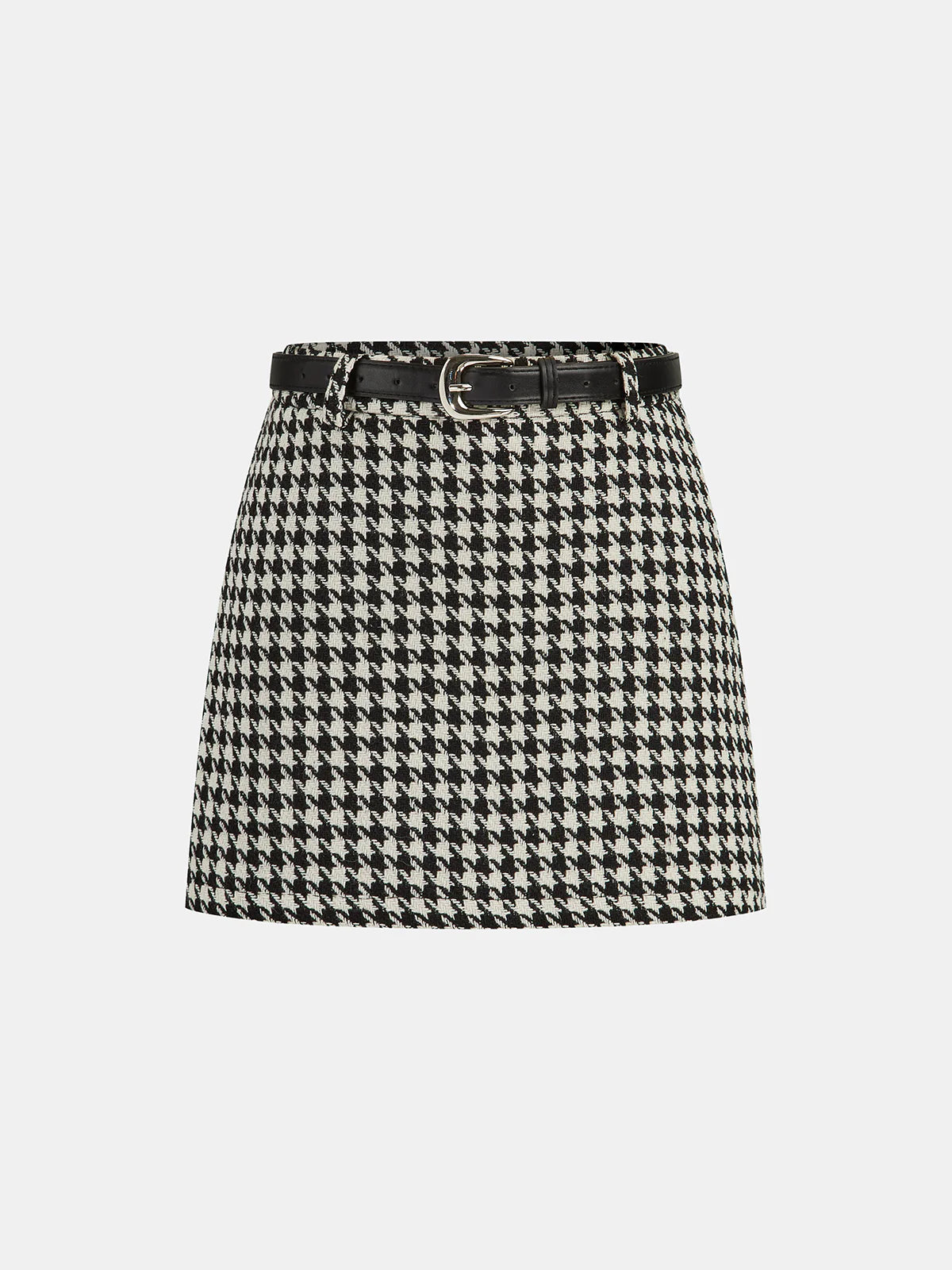 Houndstooth Belted Mini Skirt