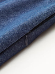 Faux Denim Shorts with Metal Chain Belt