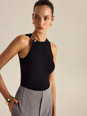 Metal Decor Sleeveless Top