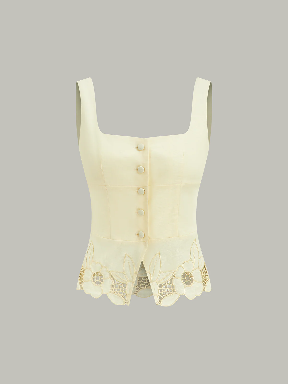 Linen & Cotton Embroidered Tank Top