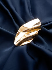 Asymmetric Ruffle Metal Detail Satin Maxi Skirt