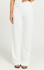 Romeo Pants - Straight Leg Mid Waist Tailored Pants in White