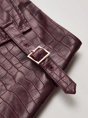 Crocodile Embossed PU Leather Mini Skirt