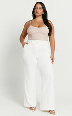 Bonnie Pants - High Waisted Tailored Wide Leg Pants in White