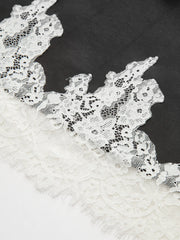 Lace Trim Satin Maxi Skirt