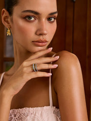 Interlocking Full-Set Cubic Zirconia Rings